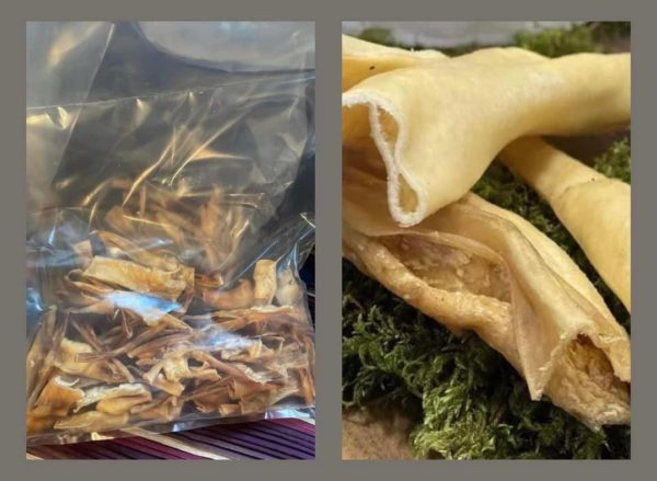 Dried lamb skin pieces per 100g