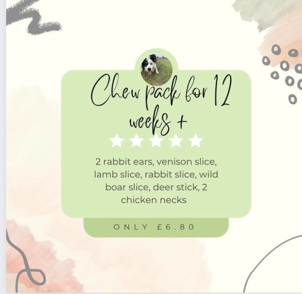 Chew pack for dogs 12 weeks +