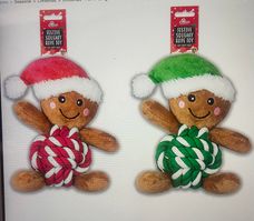 Gingerbread man rope plush dog toy