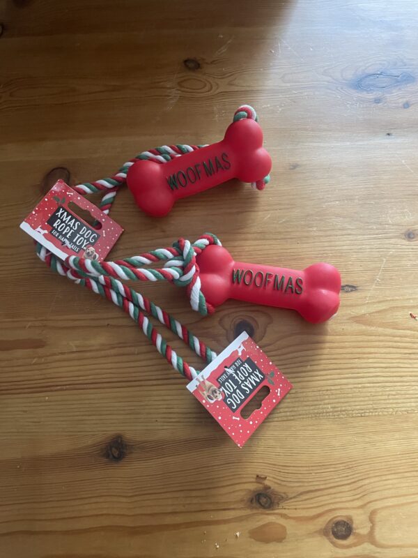 Christmas dog rope toy red
