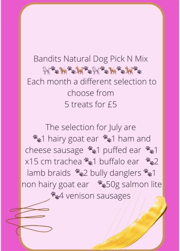 Bandit's natural dog pick N mix pack for July