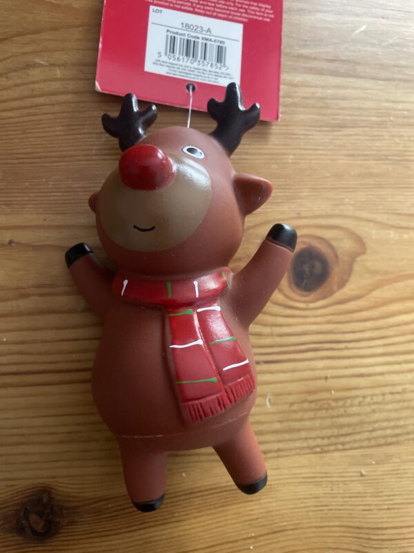 Small squeaking Christmas characters vinyl dog toy - reindeer