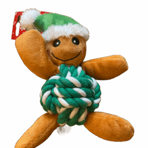 Gingerbread man rope plush dog toy GREEN